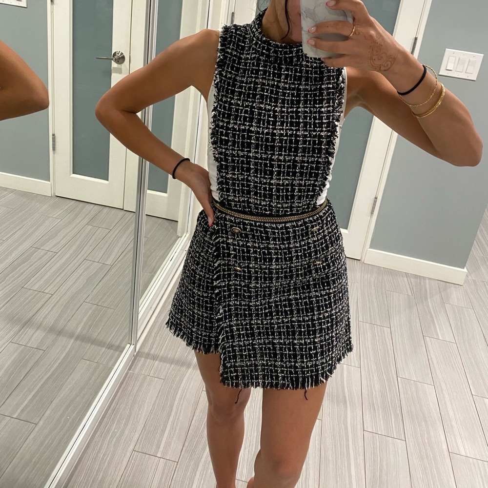 Zara Black and white plaid romper